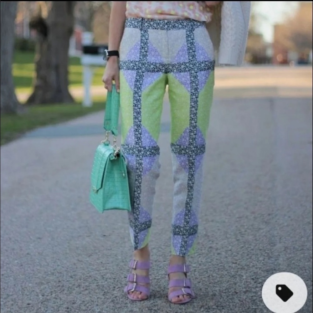 J.Crew Floral Wool Silk Trousers Size 4